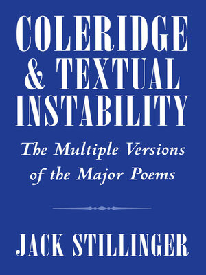 cover image of Coleridge and Textual Instability